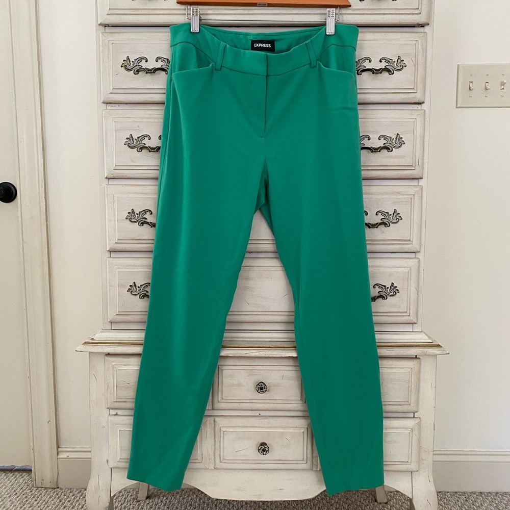 Express Green Skinny Mid Rise Pants